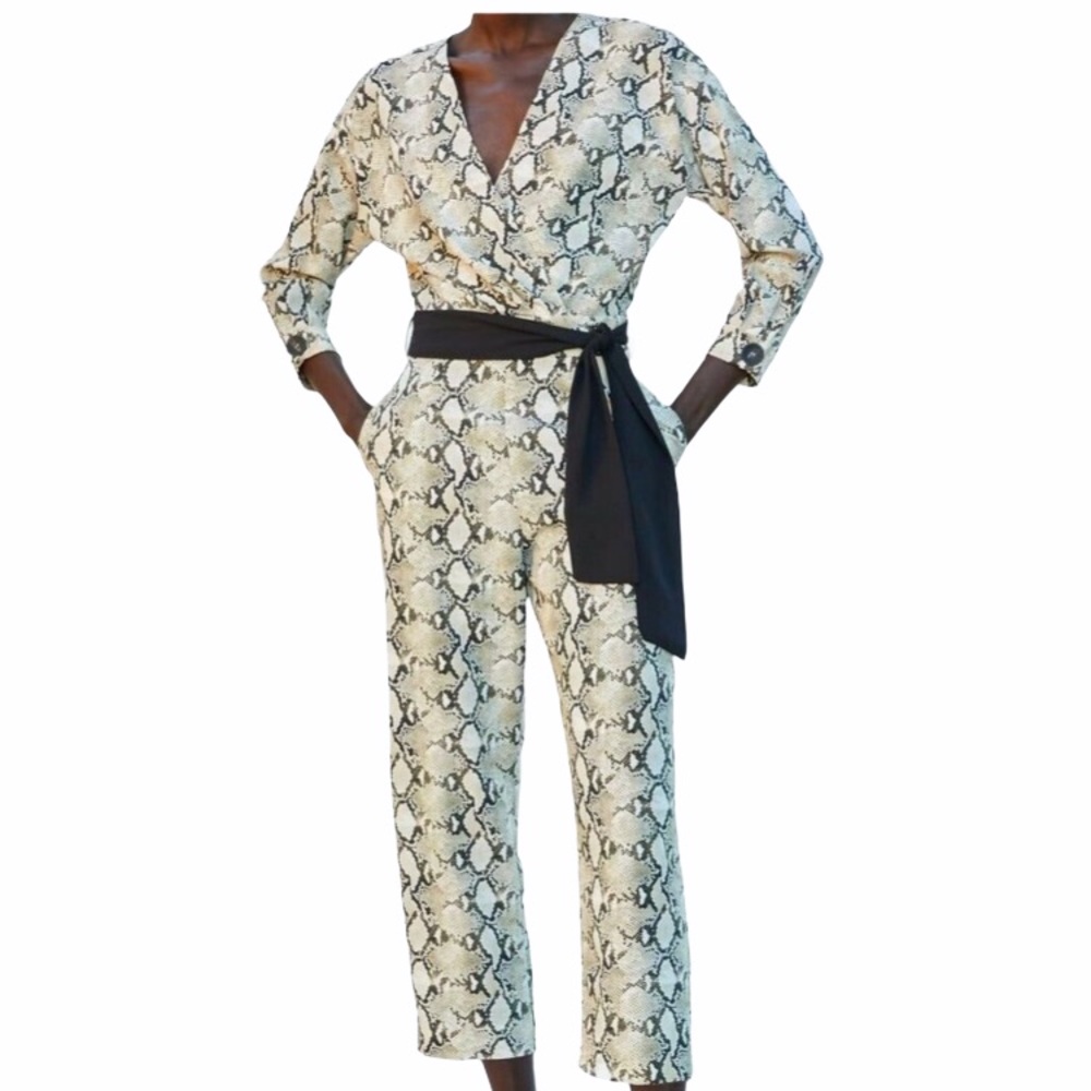 Zara Snakeskin Jumpsuit L